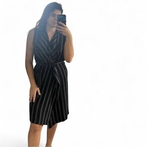 Black and White Striped Sleeveless Dress